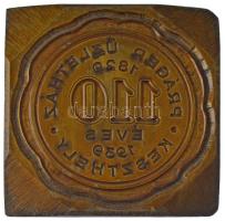 1939. "110 éves a Práger Üzletház, Keszthely" bronz klisé (nyomódúc) (52x51mm) T:AU lakkozott