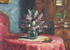 Szatmáry Sz. J. jelzéssel: Enteriőr festményekkel. Olaj, vászon. 80x62 cm. Dekoratív fakeretben. KIZ...