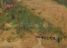 Pataky jelzéssel: Libapásztorlány. Olaj, karton. 25x35 cm. Dekoratív, kissé sérült fakeretben