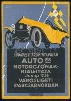 1927 Budapesti Árumintavásár autó- és motorcsónak kiállítása, dekoratív szórólap, jó állapotban, 12×8,5 cm
