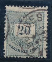 1889 20kr 12 : 11 3/4 fogazással &quot;(KA)RÁNSEBES&quot;