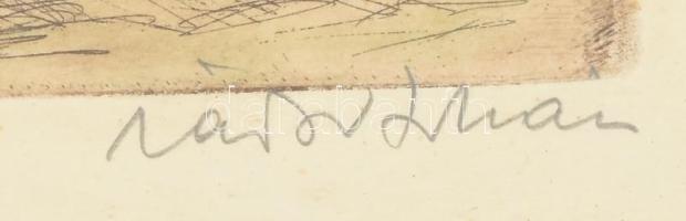 Zádor István (1882-1963): Vasárnap délután. Vurstli. Rézkarc, papír, jelzett, üvegezett műanyag kere...