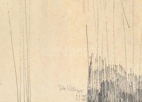 Mester Péter (1950-): A három grácia, 1985. Tus, papír. Jelzett. 85×61 cm. Üvegezett fakeretben