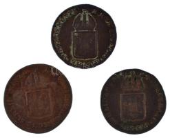 1816B/S/O 1/4kr Cu (3xklf verdejel) T:VF patina, az egyiken ü.