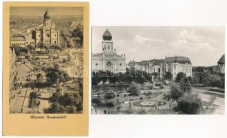 Kecskemét - 8 db modern Képzőművészeti Alap képeslap (Fő tér, Kossuth tér, zsinagóga, Országos nevel...