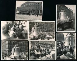 1930 A budapesti Bazilika "Hősök harangja" elnevezésű nagyharangjának felszentelése április 27-én, öntötte Szlezák F., felszentelte Serédi Jusztinián bíboros, haranganya Horthy Miklósné, 1944-ben a németek elvitték katonai célra, 7 db fotó, szép állapotban, 6×8 cm