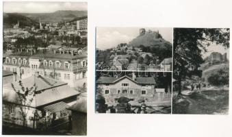 Salgótarján - 6 db modern Képzőművészeti Alap képeslap (Tanácsköztársaság tér, Állami Áruház és park...