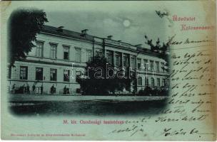 1899 (Vorläufer) Kolozsvár, Cluj; M. kir. gazdasági tanintézet este. Bizományi Antiquár és könyvkereskedés kiadása / school at night (fl)