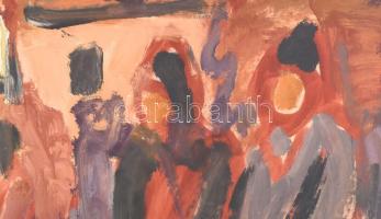 Csepeli Németh Miklós (1934-2012): Alakok. Olaj, papír kartonra kasírozva, jelzett. 60x80 cm Hátolda...