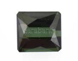 Olajzöld turmalin 1,1 ct okltagon fazettált csiszolással, tanúsítvánnyal