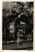 1940 Marosvásárhely, Targu Mures; bevonulás, Horthy és felesége Purgly Magdolna / entry of the Hungarian troops, Horthy and his wife + "1940 Marosvásárhely visszatért" So. Stpl (fl)