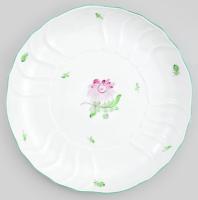 Herendi Tertia virág mintás porcelán kínáló tál. Kézzel festett, jelzett, hibátlan d: 27 cm