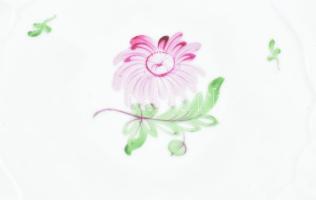 Herendi Tertia virág mintás porcelán kínáló tál. Kézzel festett, jelzett, hibátlan d: 27 cm
