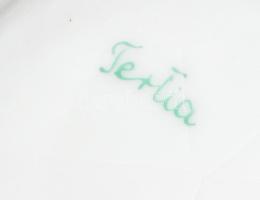 Herendi Tertia virág mintás porcelán füles leveses tál Kézzel festett, jelzett, kopásokkal d: 13,5 c...