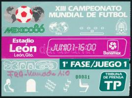 1986 Mexikói foci VB belépőjegy (francia-kanadai meccs)