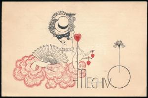 1936 Turul Szövetség jelmezes táncestély meghívó (Gózon Lajos grafikája)