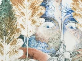 Franyó Tóth István Ferenc (1954- ): Lord of the rings - Gyűrűk ura Herendi porcelánra festett kép. K...