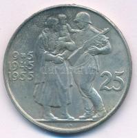 Csehszlovákia 1955. 25K Ag "10. függetlenségi évforduló" T:AU patina Czechoslovakia 1955. 25 Korun Ag "10th Anniversary - Liberation from Germany" C:AU patina Krause KM#43