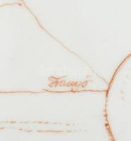 Franyó Tóth István Ferenc (1954- ): Alkimista. Herendi porcelánra festett kép. Kézzel festett, jelze...