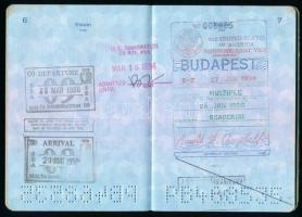 1993 Magyar Köztársaság által kiállított útlevél USA, Málta, Ciprus, görög vízumokkal
