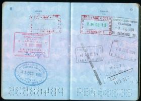 1993 Magyar Köztársaság által kiállított útlevél USA, Málta, Ciprus, görög vízumokkal