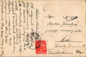 1944 Diószeg, Nagydiószeg, Sládkovicovo; Római katolikus népiskola, országzászló / school, Hungarian...