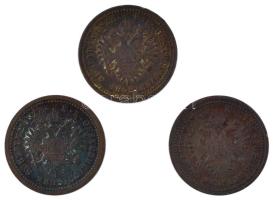 1851B 1kr Cu + Ausztria 1851A 1kr Cu (2x) T:VF az egyiken nagyobb karc, ü.