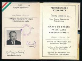 1977 Arcképes újságíró igazolvány, tagdíjbélyegekkel