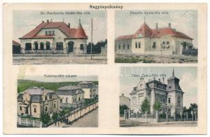 1914 Nagytapolcsány, Topolcany; Pokorny-féle villasor, Dr. Petrikovits Aladár-féle, Zhorella Gyula-féle és Finka Gyula-féle villa. Platzko Gyula kiadása / villas (EK)