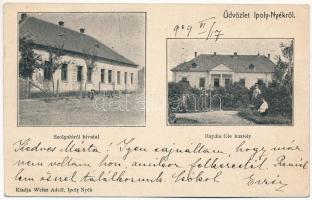 1909 Ipolynyék, Nekyje, Vinica; Haydin-féle kastély, Szolgabírói hivatal. Weisz Adolf kiadása / castle, court office