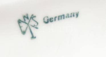 Ens porclen lányka., Kézzel festett, jelzett, sérült, m: 10 cm