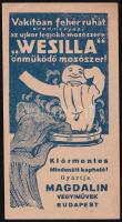 Cca 1920 Wesilla 'önműködő' mosószer Magdalin vegyiművektől, számolócédula.