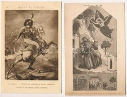 FESTMÉNYEK - 48 db régi múzeumi képeslap ragasztásnyomokkal / PAINTINGS - 48 pre-1945 museum postcar...