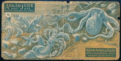 cca 1910 Árkád Játékáruház, Késmárky és Illés Bőr- és Díszműáru Üzlet számolócédula. 14x7 cm.