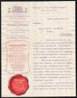 1906 Pozsonyi női konfekciónagykereskedő (Tausky J. Fiai) fejléces levele