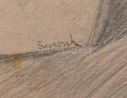 Szurcsik jelzéssel: Arc. Ceruza, papír, paszpartuban. 26x33 cm