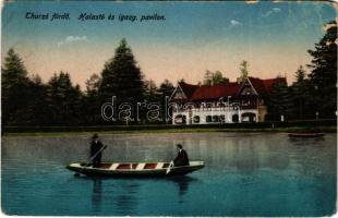 1918 Thurzófüred, Kúpele Turzov (Gölnicbánya, Gelnica); Halastó és igazgatósági pavilon / spa directorate building (EM)