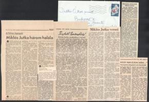 1964 Miklós Jutka (1884-1976) költő, fotográfus autográf levele Dutka Ákos (1881-1972) költő, író, s...