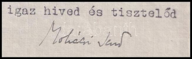 1940 Mohácsi Jenő (1886-1944) zsidó származású magyar író, drámaíró, költő, műfordító gépelt levele,...