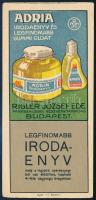 Rigler József Ede Papírneműgyár számolócédula. "Adria irodaenyv" 15x7 cm.