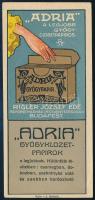 Rigler József Ede Papírneműgyár számolócédula. "Adria gyógypapír" 15x7 cm.