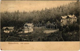 1912 Stószfürdő, Stoósz-fürdő, Kúpele Stós; Villa csoport. Wlaszlovits Gusztáv kiadása / villas, spa (kopott sarkak / worn corners)