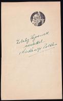 Nadányi Zoltán (1892-1955) költő, író, műfordító autográf DEDIKÁCIÓJA egy könyvből származó papírlapon, Zilahy Lajos (1891-1974) író, publicista, filmrendező, forgatókönyvíró és producer részére