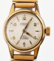 Monarch Incabloc Anti-Magnetic kézi felhúzós női karóra, 21 köves, vízálló, rugalmas fém szíjjal, szép állapotban, működik, d: 22 mm. Tokban.