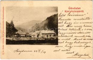 1899 (Vorläufer) Koritnyica, Korytnica; látkép. Ivánszky Elek kiadása / general view (kis szakadás / small tear)