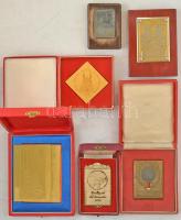 14db-os sport emlékérem, díjérem és -plakett-tétel dobozban, többnyire eredeti tokokban T:vegyes