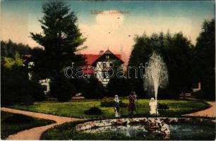 Lőcsefüred, Lőcse-fürdő, Levocské Kúpele (Lőcse, Levoca); Fürdőház, szökőkút / spa, bathhouse, fountain (ragasztónyom / glue marks)