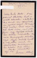 1909 Szirmai Albert (1880-1967) zeneszerző, karmester autográf levele, aláírással, megküldött kották ügyében, a tetején hiánnyal, 1 beírt oldal.