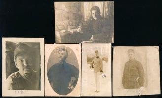cca 1915 Katonaportrék, 5 db, vegyes méretben és minőségben