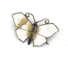 Ezüst (Ag) pillangó bross zománc díszítéssel. Jelzett, sérült, bruttó: 3 g